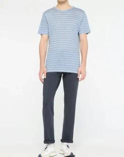 T-Shirt 100% Lin Marinière bleu clair-Hackett London