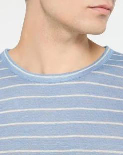 T-Shirt 100% Lin Marinière bleu clair-Hackett London
