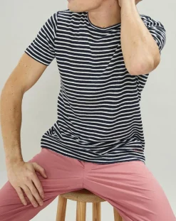 T-Shirt 100% Lin marinière bleu marine-Hackett London Best