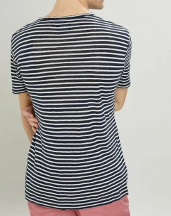 T-Shirt 100% Lin marinière bleu marine-Hackett London Best