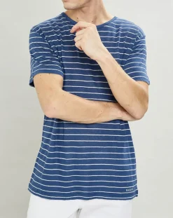 T-Shirt 100% Lin marinière bleu moyen-Hackett London Hot
