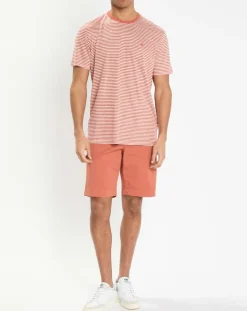 T-Shirt 100% Lin Regular Fit Bat à rayures orange moyen-Hackett London Sale