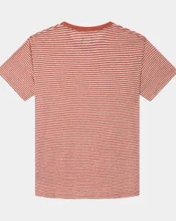 T-Shirt 100% Lin Regular Fit Bat à rayures orange moyen-Hackett London Sale