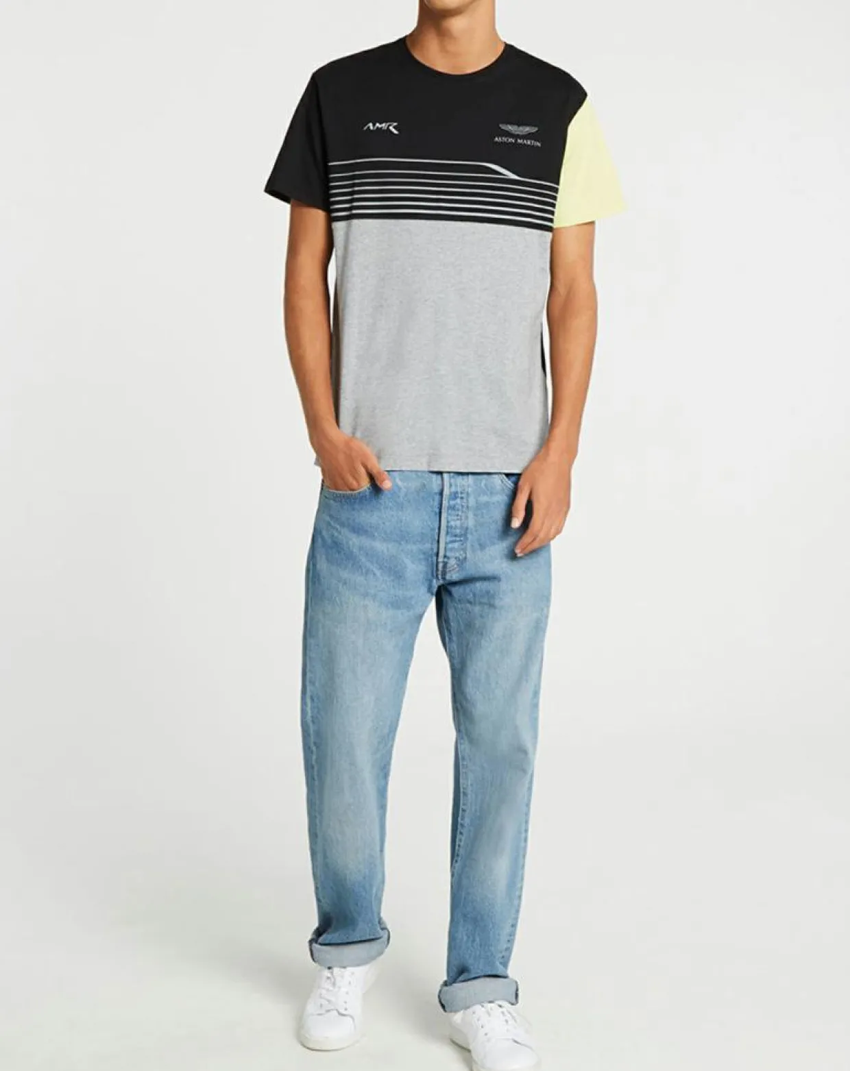 T-Shirt Aston Martin Racing rayé noir-Hackett London Outlet