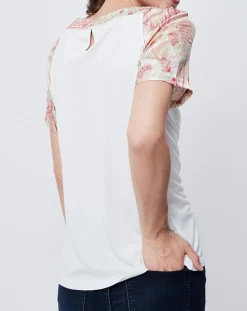 Femme John Galliano T-Shirts^T-Shirt avec empiècements soie blanc cassé/multicolore