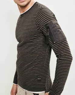 Homme Replay T-Shirts^T-Shirt Basic rayure noir/gris
