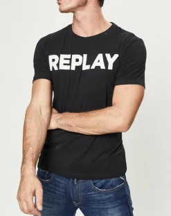 T-Shirt Big Logo noir-Replay New