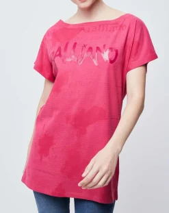 Femme John Galliano T-Shirts^T-Shirt boutonné et imprimé rose
