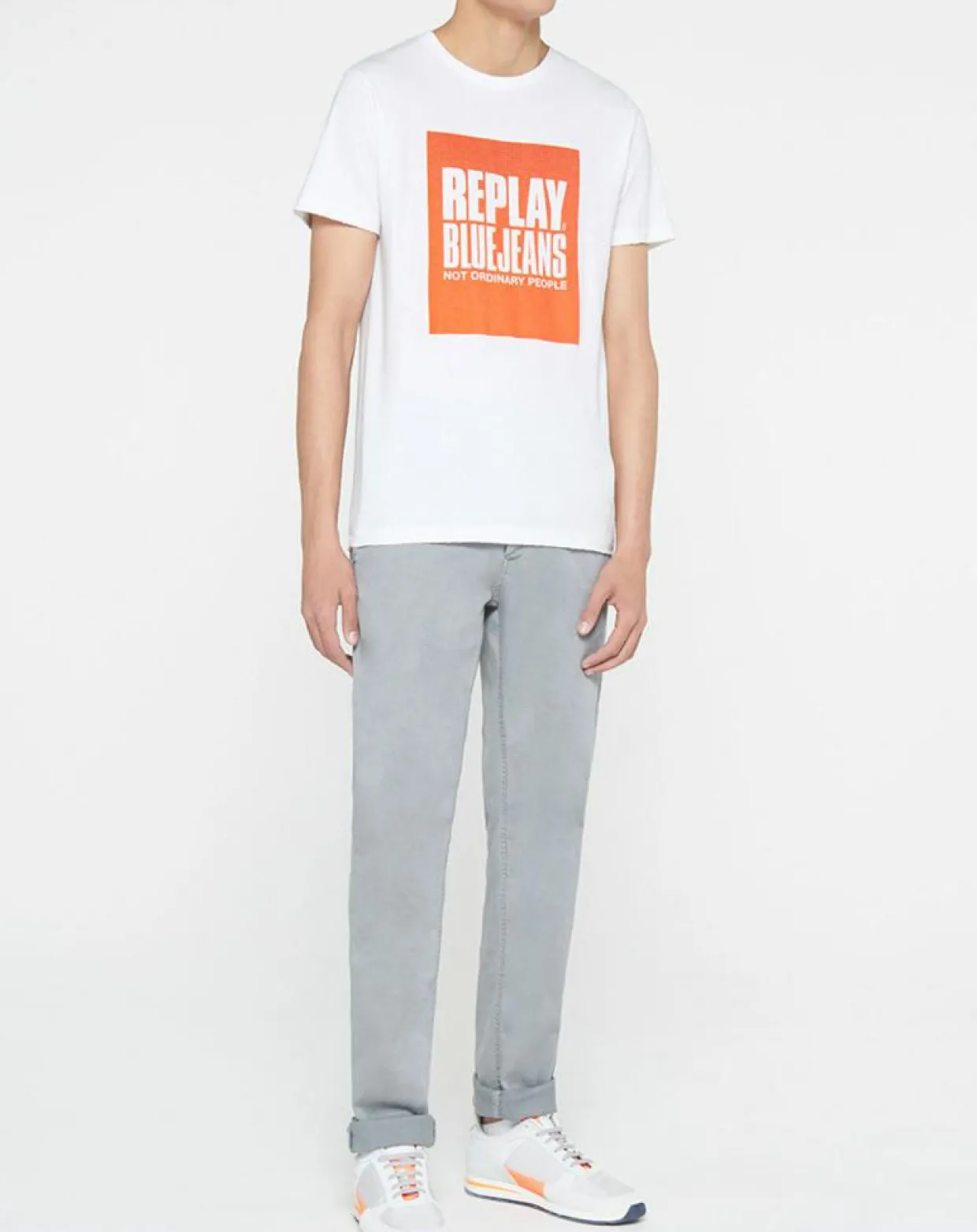 Homme Replay T-Shirts^T-Shirt box logo blanc
