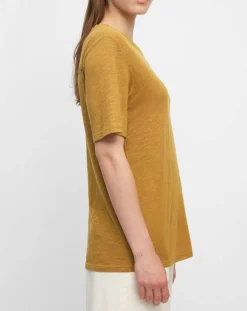 T-Shirt Col rond inscription poitrine moutarde-Marc O'Polo Outlet