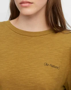 T-Shirt Col rond inscription poitrine moutarde-Marc O'Polo Outlet