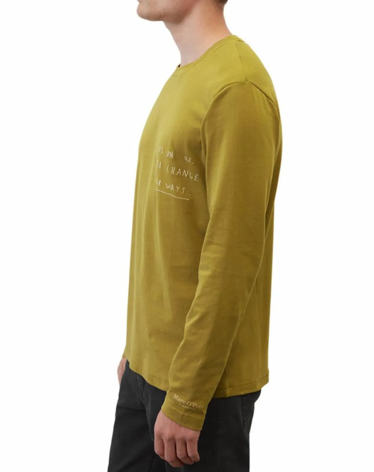 T-Shirt col rond message kaki-Marc O'Polo New