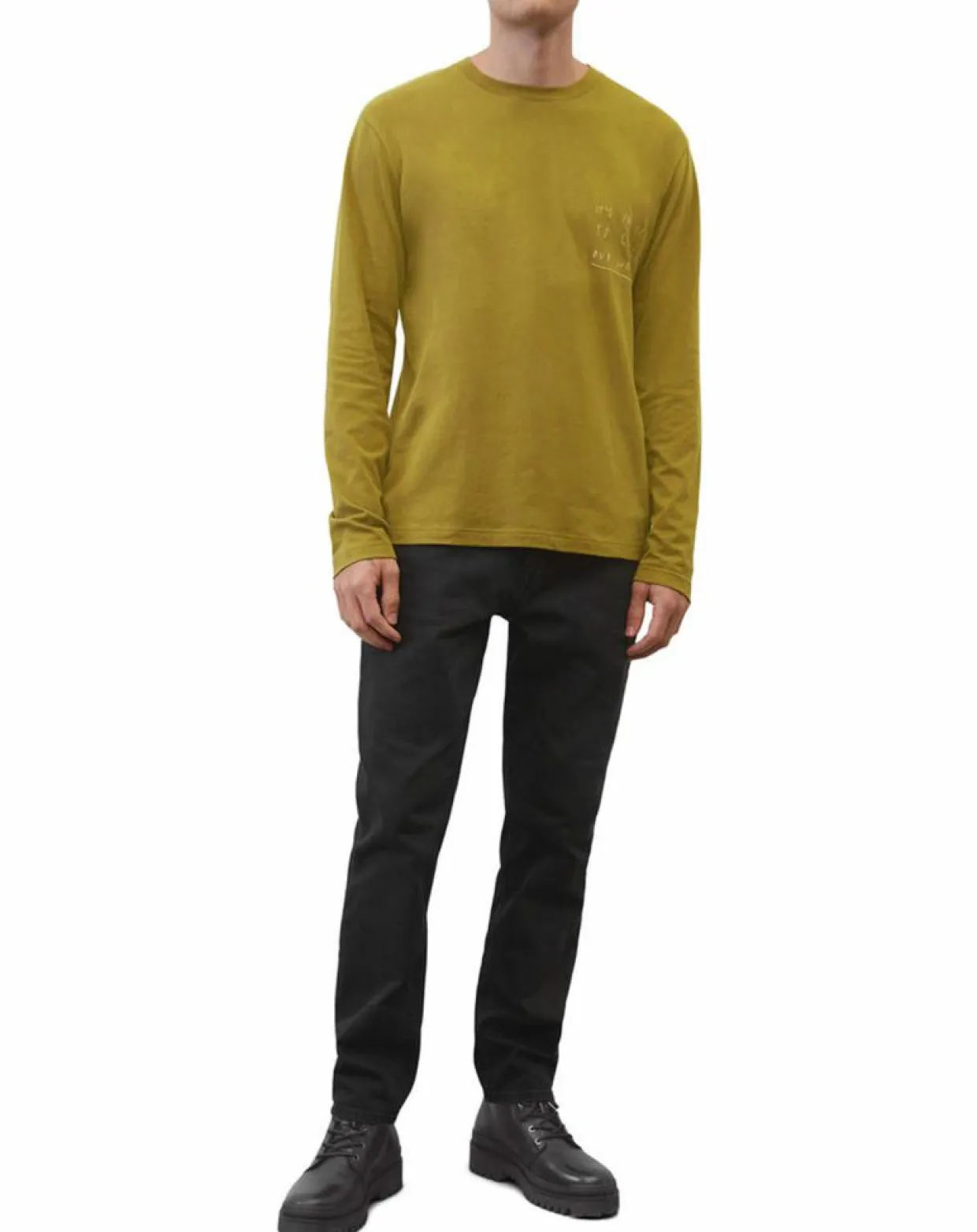 T-Shirt col rond message kaki-Marc O'Polo New
