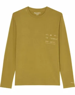T-Shirt col rond message kaki-Marc O'Polo New
