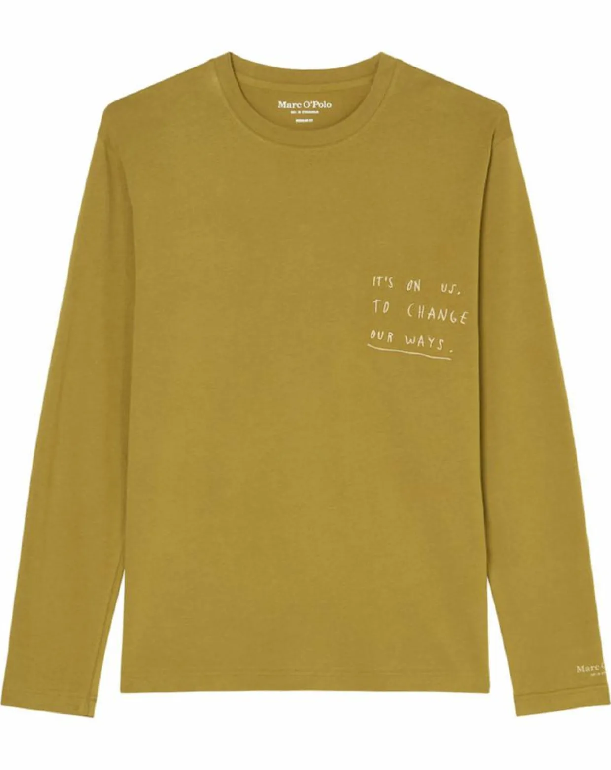 T-Shirt col rond message kaki-Marc O'Polo New