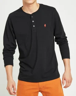 Homme Country Classics by MCS T-Shirts^T-Shirt col tunisien noir
