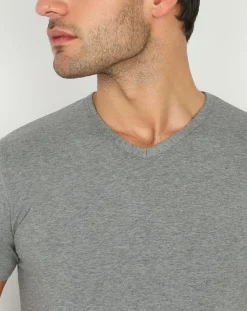 T-Shirt col V en Coton gris-Mare Hot