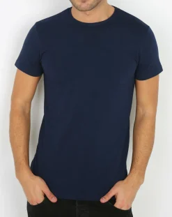 T-Shirt Col V Manches Courtes marine-Mare Outlet