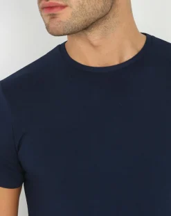 T-Shirt Col V Manches Courtes marine-Mare Outlet