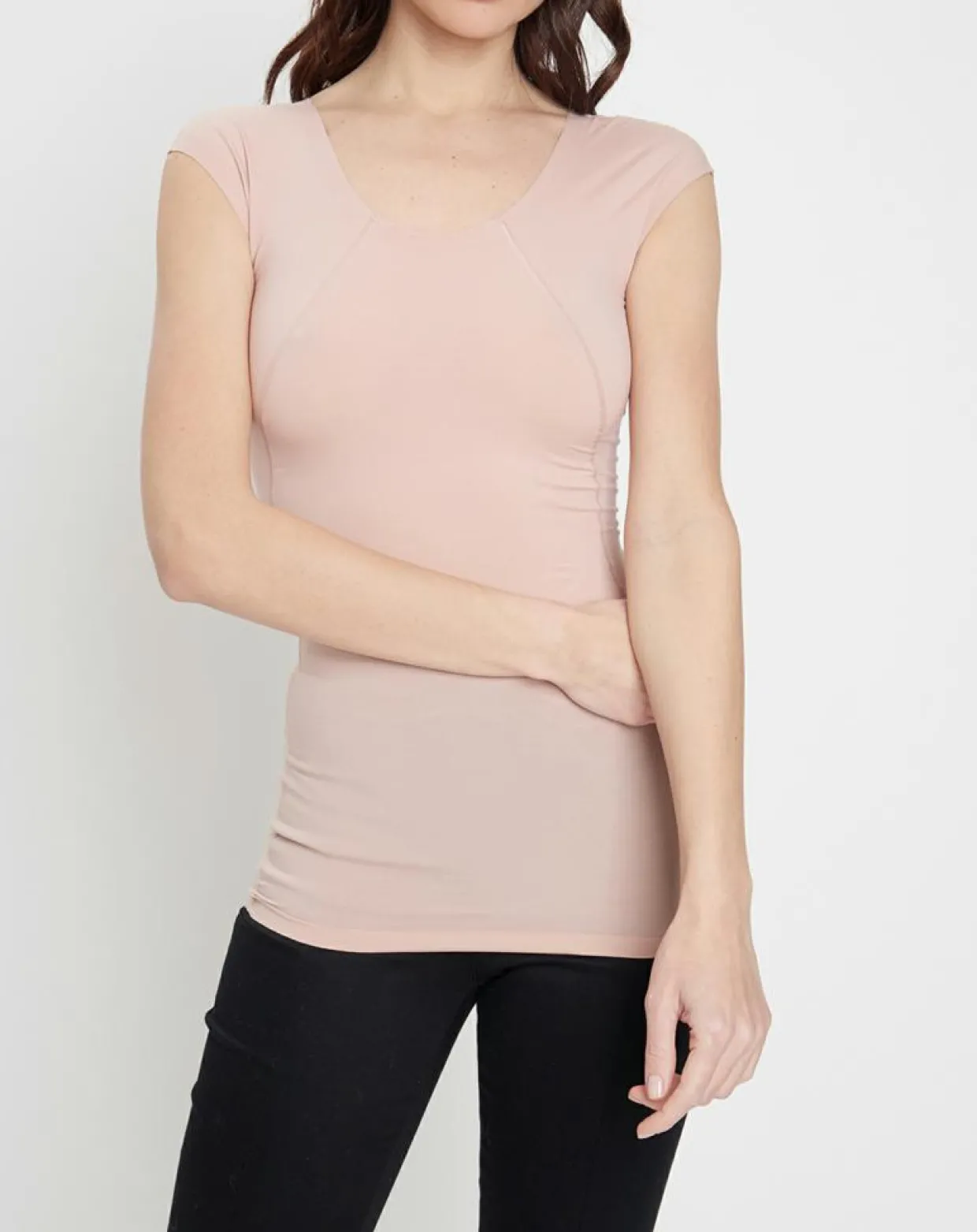 T-Shirt Coton Contour rose poudré-Wolford Hot