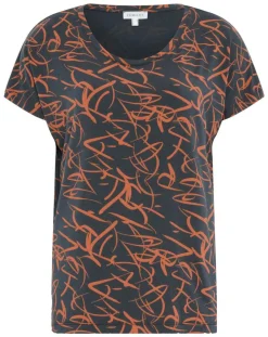 T-Shirt de pyjama Volcano imprimé noir/orange-Femilet Online
