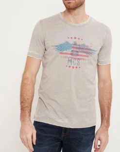 T-Shirt Eagle Flag gris beige-MCS Sale