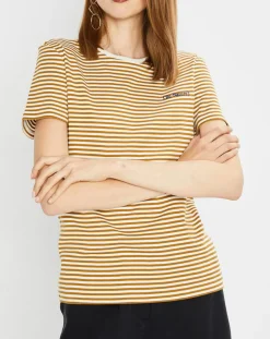 Femme Marc O'Polo T-Shirts^T-Shirt en Coton à rayures marron/blanc