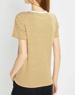 Femme Marc O'Polo T-Shirts^T-Shirt en Coton à rayures marron/blanc