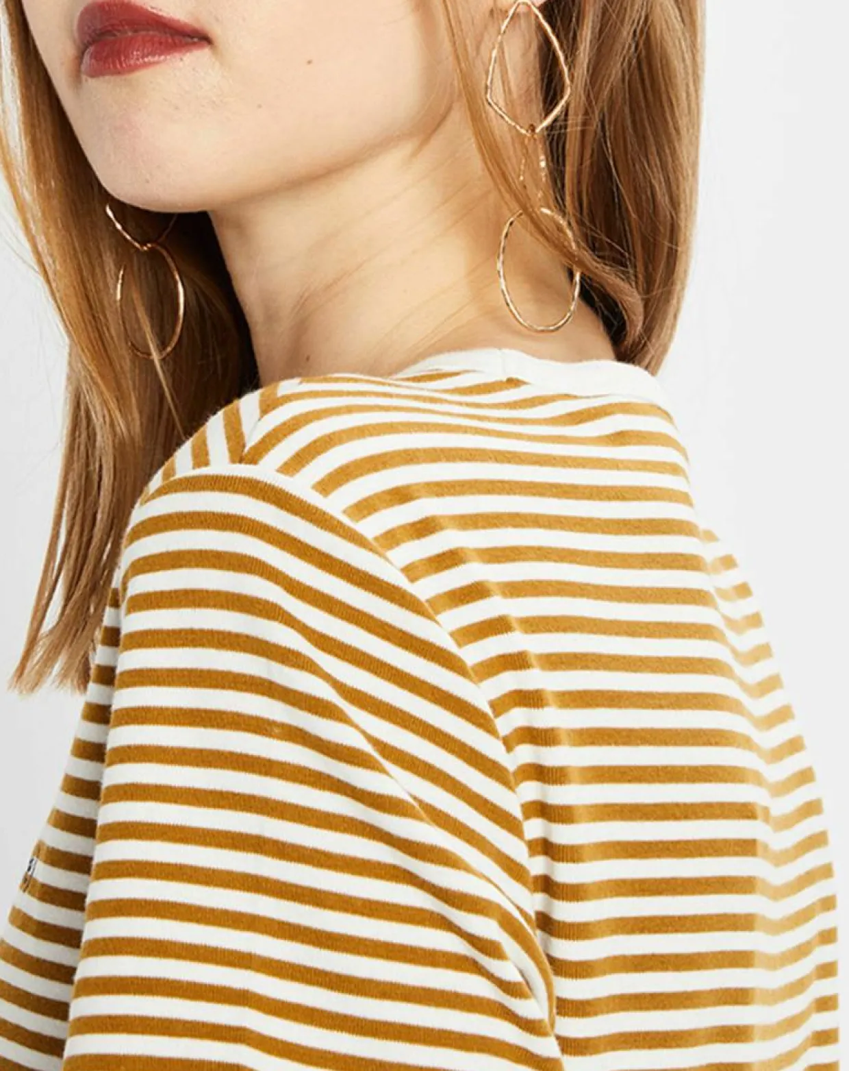 Femme Marc O'Polo T-Shirts^T-Shirt en Coton à rayures marron/blanc