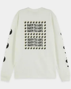 T-Shirt en Coton bio Born to Love blanc-Scotch & Soda Discount