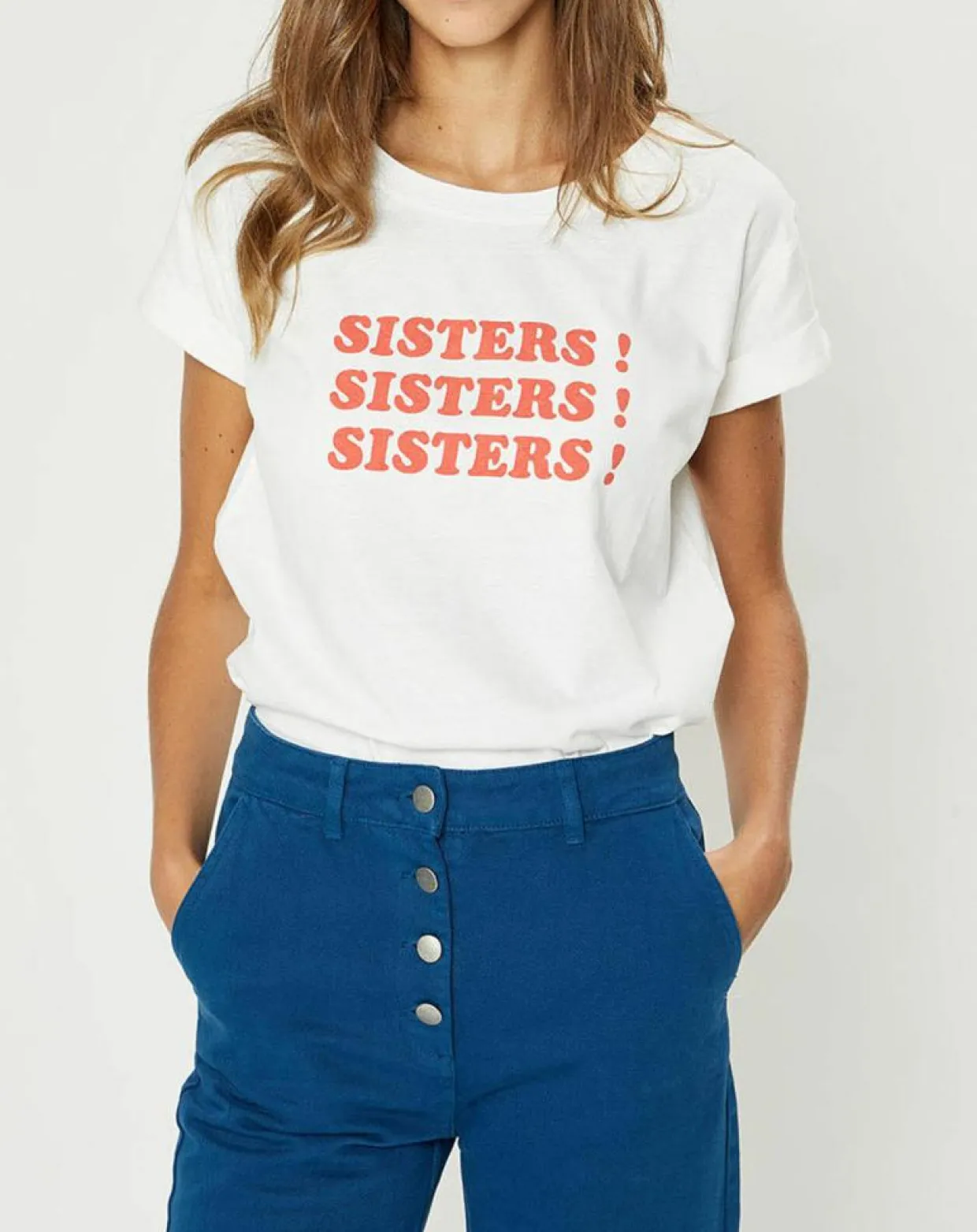 T-Shirt en Coton Bio Sisters blanc-Galeries Lafayette New