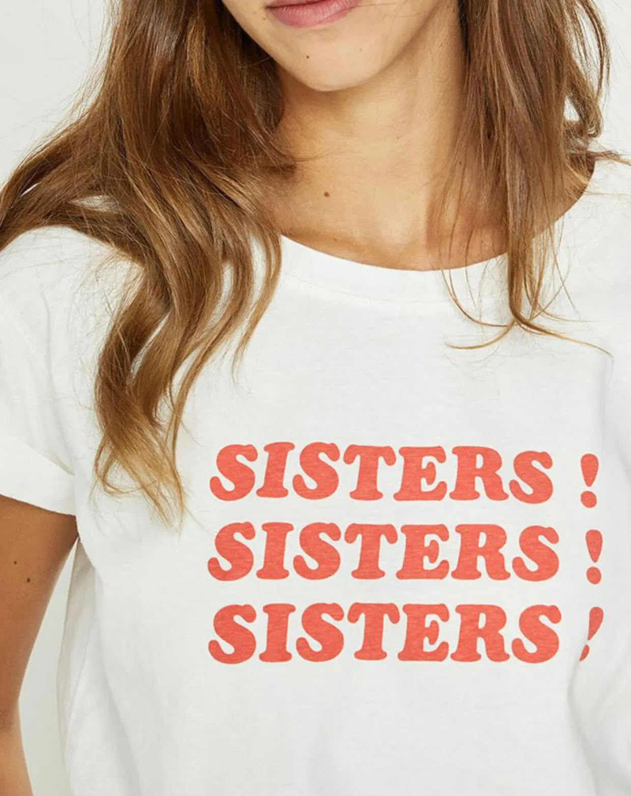 T-Shirt en Coton Bio Sisters blanc-Galeries Lafayette New