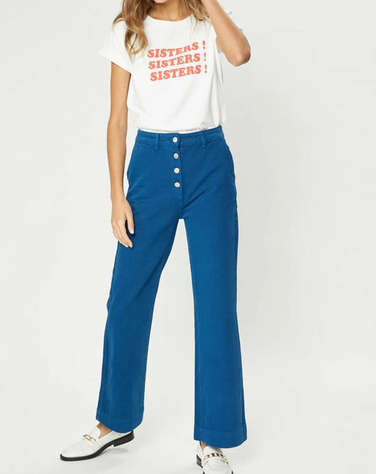 T-Shirt en Coton Bio Sisters blanc-Galeries Lafayette New