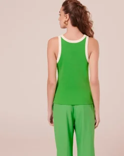 Femme Tara Jarmon Tops Et Blouses^T-Shirt en Coton Biologique côtelé vert
