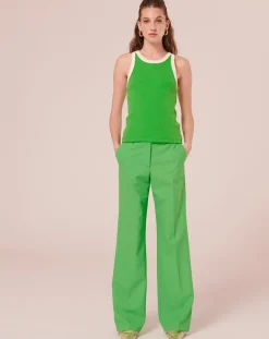 Femme Tara Jarmon Tops Et Blouses^T-Shirt en Coton Biologique côtelé vert