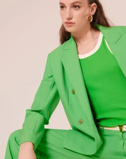 Femme Tara Jarmon Tops Et Blouses^T-Shirt en Coton Biologique côtelé vert