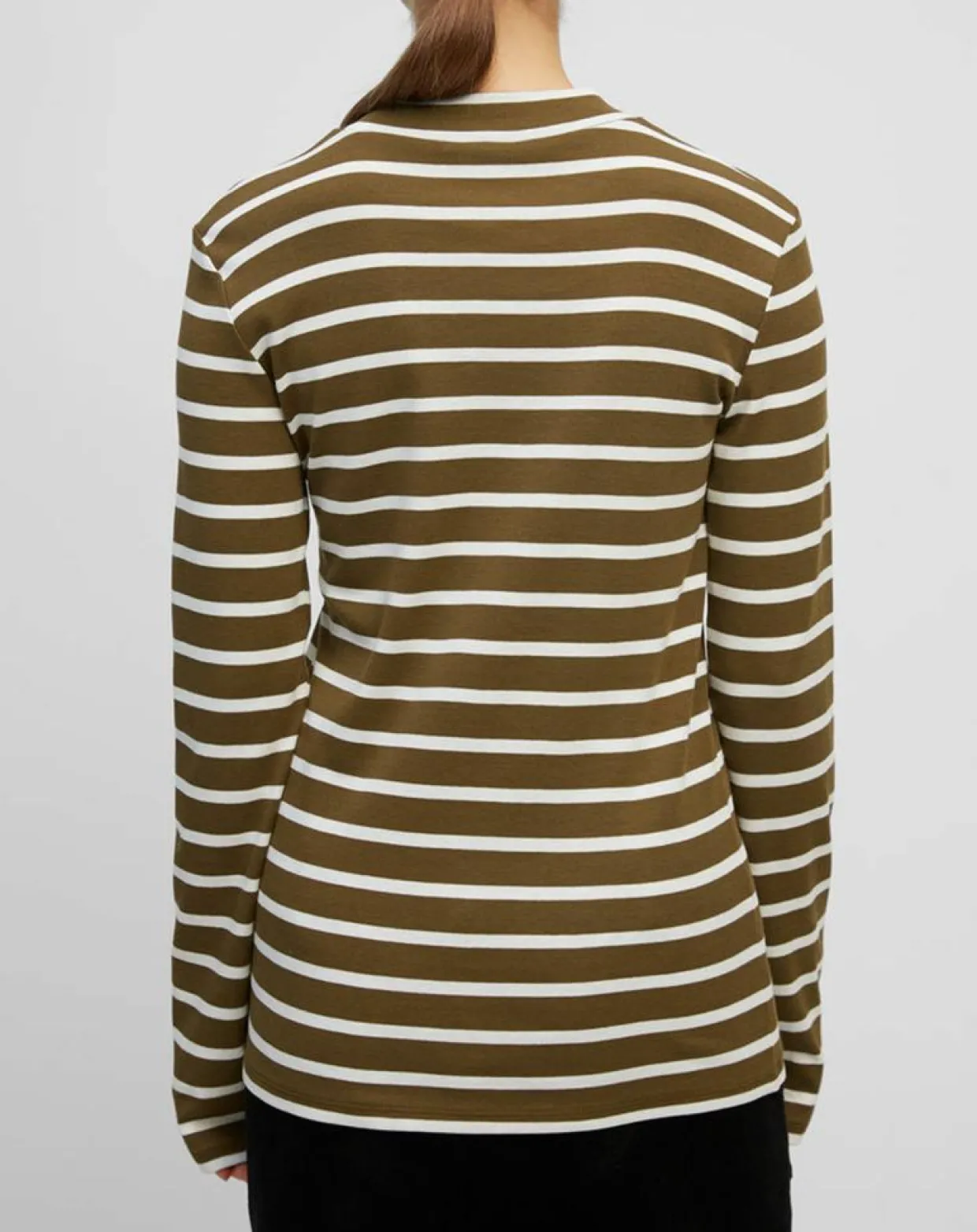 T-Shirt en Coton mélangé Turtle rayé écru/marron-Marc O'Polo Discount