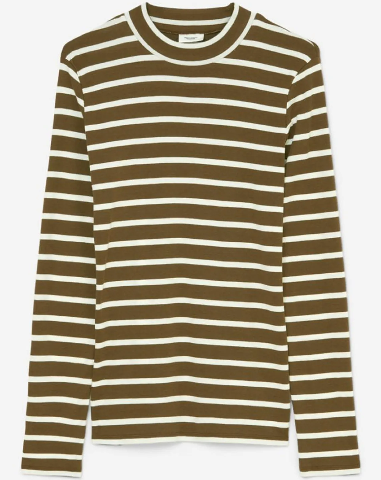 T-Shirt en Coton mélangé Turtle rayé écru/marron-Marc O'Polo Discount