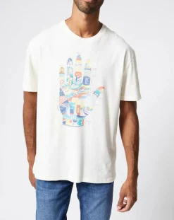 T-Shirt en Lin mélangé Print Main Sergio écru-Pepe Jeans Sale