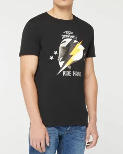 T-Shirt Flash Ride Hard noir-Replay Discount