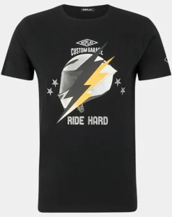 T-Shirt Flash Ride Hard noir-Replay Discount