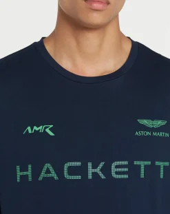 Homme Hackett London T-Shirts^T-Shirt Fluo Aston Martin Racing bleu marine
