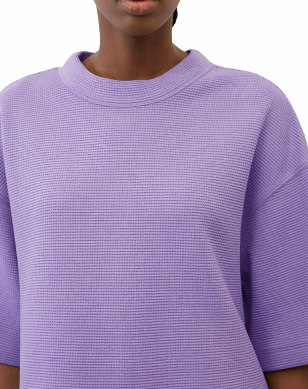 Femme Marc O'Polo T-Shirts^T-Shirt gaufré manches 3/4 Boxy violet clair