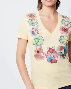 Femme John Galliano T-Shirts^T-Shirt imprimé avec perles jaune/multicolore
