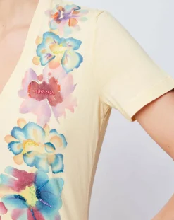 Femme John Galliano T-Shirts^T-Shirt imprimé avec perles jaune/multicolore