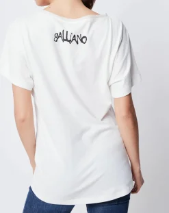 T-Shirt imprimé blanc cassé/noir-John Galliano Sale