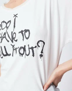 T-Shirt imprimé blanc cassé/noir-John Galliano Sale