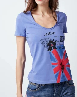 T-Shirt imprimé drapeau bleu lavande-John Galliano Clearance