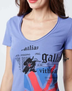 T-Shirt imprimé drapeau bleu lavande-John Galliano Clearance