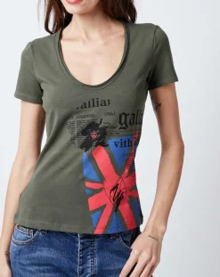 T-Shirt imprimé drapeau vert sapin-John Galliano Online